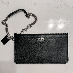 Black Leather Coach Wristlet